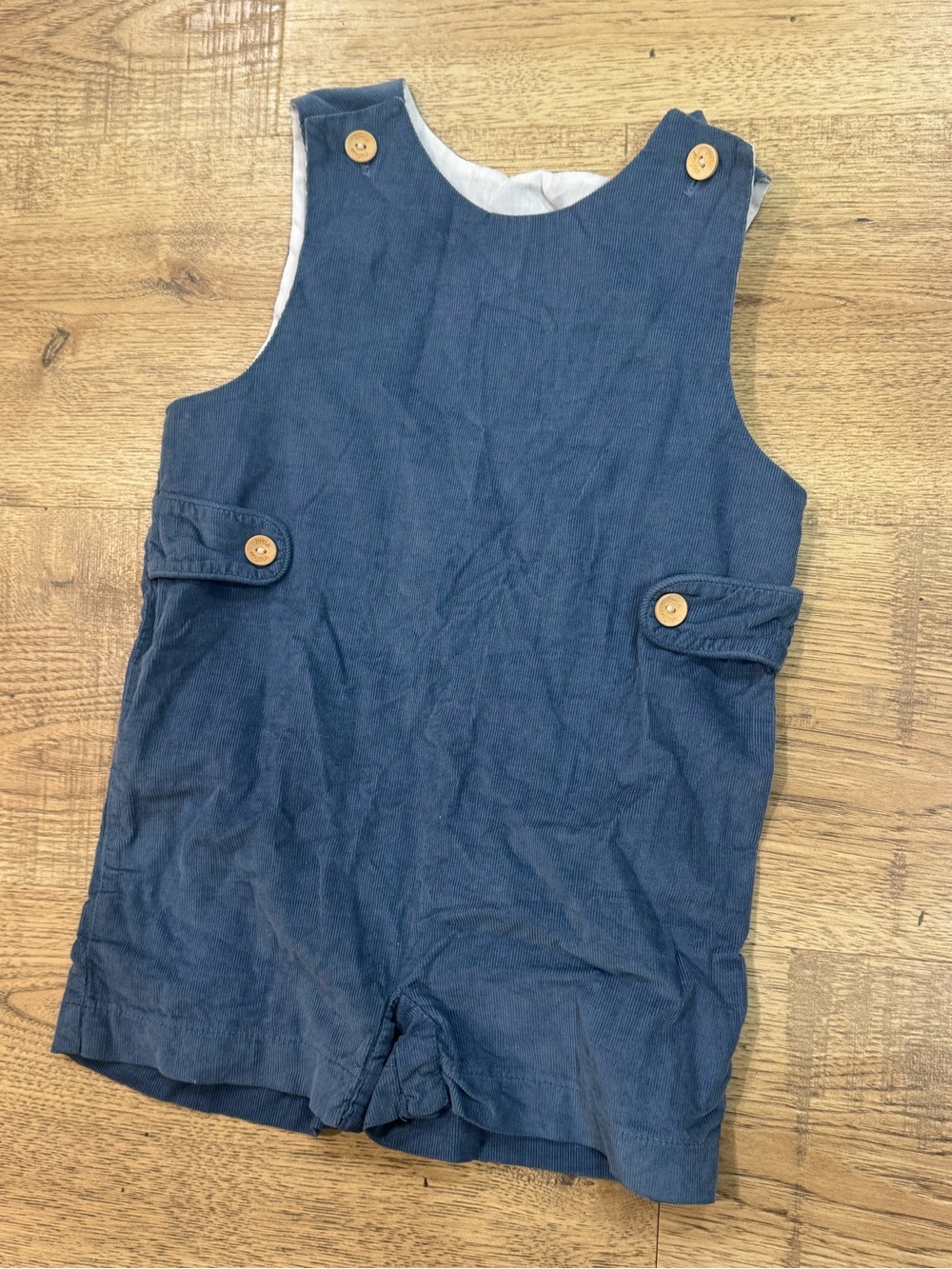 Little English Navy Blue Button-Shoulder Romper